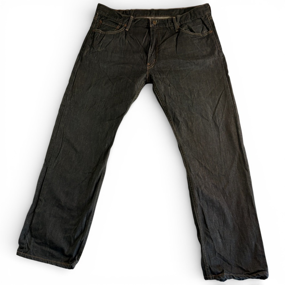 Levi's 504 Regular Jeans Mens 38x32‎ (37x29.5) Black Denim Stretch Straight Leg